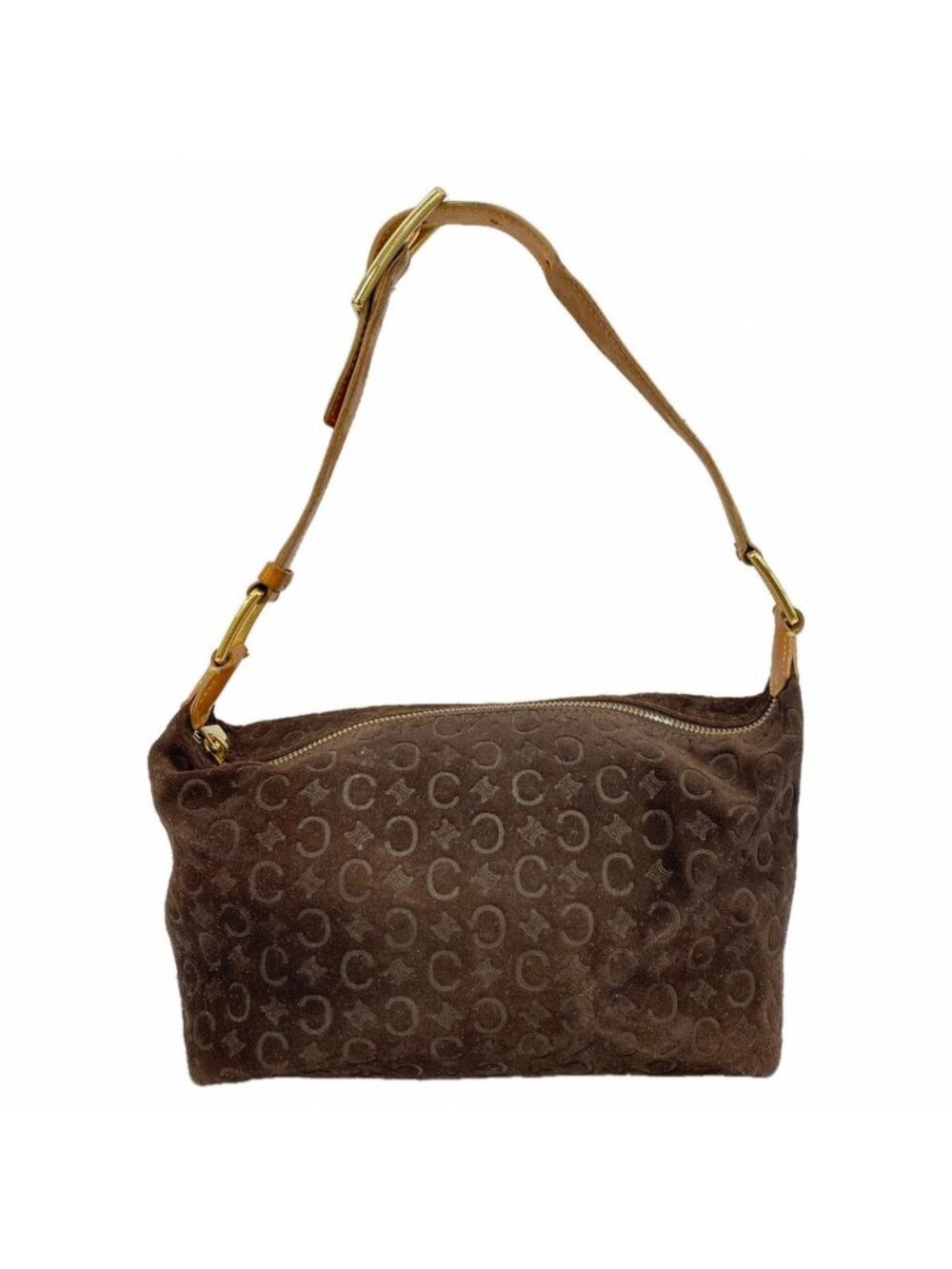 Celine Handbag C Macadam Suede Brown Gold
